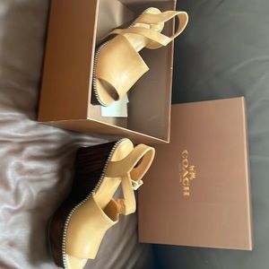 Coach beige and brown platform sandal